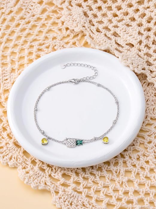 Ankle Bracelets for Women, 925 Sterling Silver Infinity/Heart/Pineapple/Butterfly/Turtle/Evil Eye/Sand Dollar Anklets Waterproof, Christmas Birthday Bracelet Anklets Jewelry Gift Adjustable