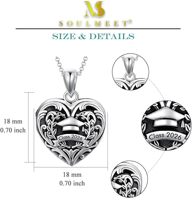 SOULMEET Personalized Silver Locket Necklace That Holds Pictures Photo Keep Someone Near to You, Memorial Custom Lockets Necklaces Letters Engraving for His Her