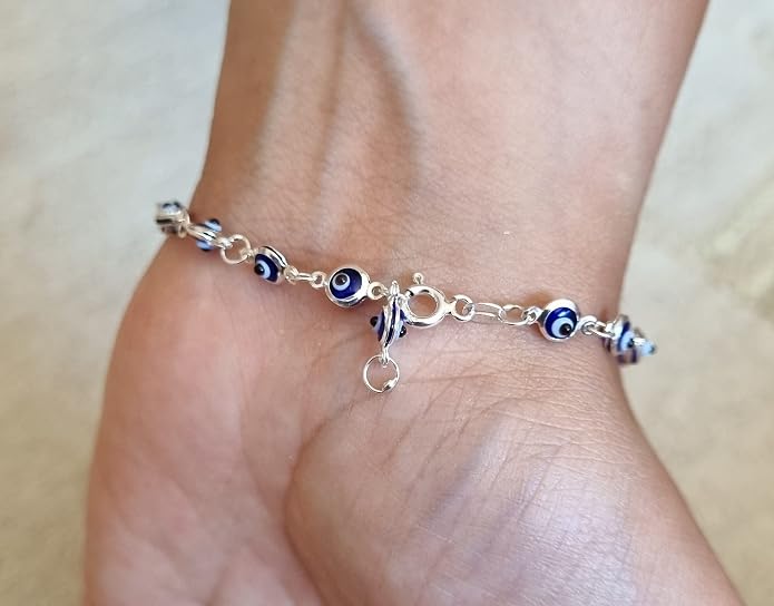 MYSTIC JEWELS By Dalia - Silver Lucky Tiny Evil Eye Bracelet - 7"