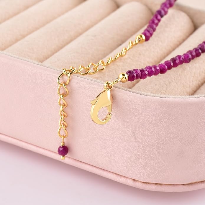 InfinityGemsArt Gemstone Gold Necklace For Women, Birthstone Natural Crystal Stone With Freshwater Pearl Beaded Jewelry, Gold Plated 18 Inch Chain
