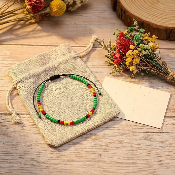 Anklets for Women, Handmade Colorful Beaded Adjustable Gemstone Anklet, Colorful Small Beads Hippie Foot Jewelry, Ankle Bracelet, Boho Style Waterproof, Gift Set with Box & Ribbon