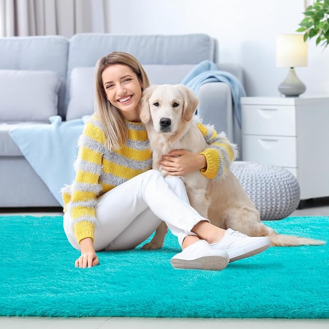Sour Lemon 8x10 Area Rugs for Bedroom Living Room, Large Fluffy Shag Rug | Shaggy Carpet, Soft Plush Furry Bedside Rugs, Anti Slip,Washable Area Modern Rugs Floor Mat for Kids Girls Boys Living Room