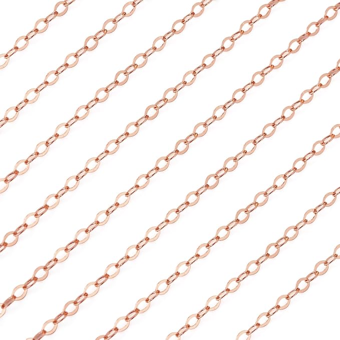Elecrelive 925 Sterling Silver Cable Chain 3.28 Feet Rose Gold Unwelded Necklace Chains with Velvet Storage Bag for Men Women Jewelry Bracelet DIY Making