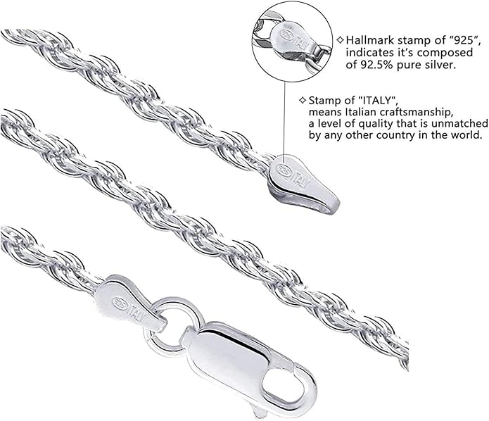 Savlano 925 Sterling Silver Solid Italian Figaro, Rope,Herringbone, Curb, Ball Bead, Snake, Mariner Chain Anklet for Women, Comes in 0.8mm - 5mm With Gift Box