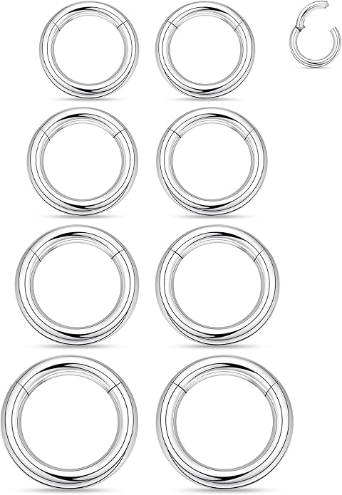 20G 18G 16G 14G 12G 10G 8G 6G Nose Rings Hoops 316l Surgical Steel Clicker Septum Lip Ring Tragus Helix Daith Rook Conch Snug Cartilage Lobe Earrings Hoop Piercing Jewelry For Women Men