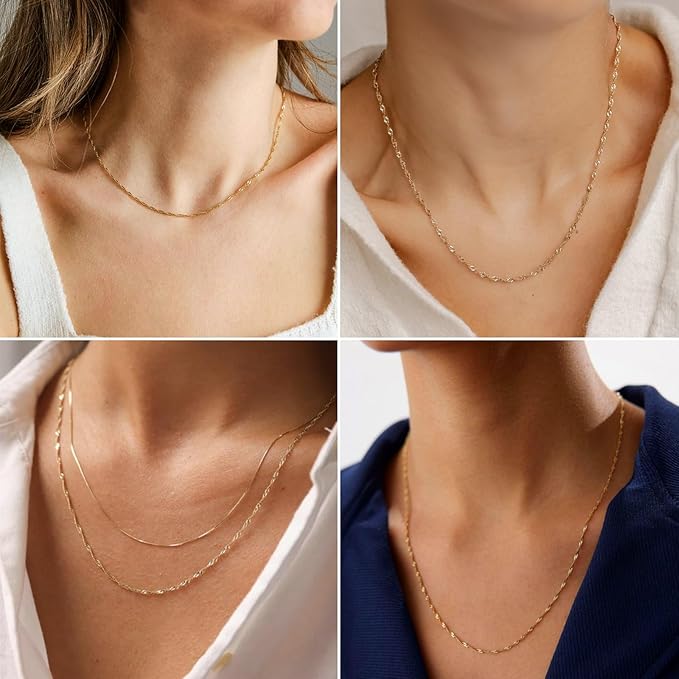 33 Feet 18K Gold PVD Plated Singapore Chains Roll, 1.7mm Width 304 Stainless Steel Gold Twisted Link Chain Bulk Spool for Jewelry Making DIY Craft