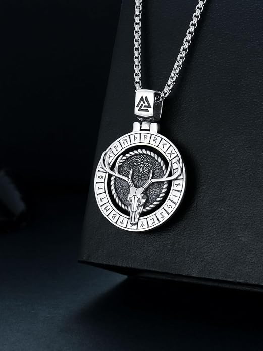 Viking Necklace for Men Women 925 Sterling Silver Norse Jewelry Fathers Mothers Day Anniversary Birthday Gifts for Mom Dad Husband Brother (with Gift Box)
