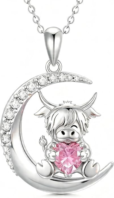 PROESS Animal Birthstone Necklace 925 Sterling Silver Otter/Axolotl/Hippo/Elephant/Dachshund/Monkey/Red Panda Pendant Necklace Animal Birthstone Jewelry Gifts for Women