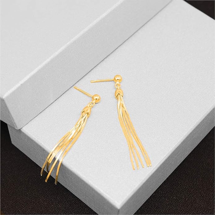 Savlano 925 Sterling Silver 18k Gold Plated Dangle Drop Tassel Stud Earrings For Women and Teens Comes In White Gold, Yellow Gold & Rose Gold Colors Comes With Savlano Gift Box