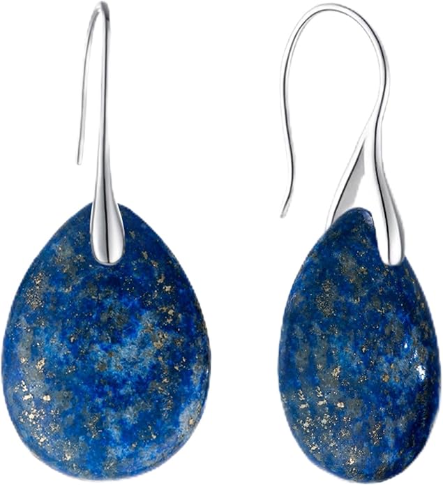 925 Sterling Silver Natural Crystal Agate Dangle Earrings, Waterdrop Teardrop Shape