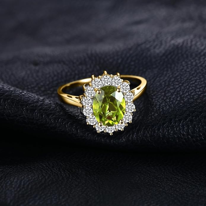 JewelryPalace Princess Diana Kate Middleton Class Gemstone Birthstone Sapphire Halo Engagement Rings for Women, Anniversary 14K White Yellow Rose Gold Plated 925 Sterling Silver Promise Rings for Her