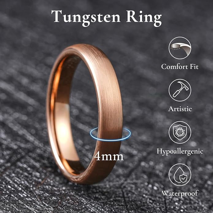 King Will Wedding Band for Men Women, 2/4/6/7/8mm Domed Matte Brushed Tungsten Carbide Rings, Solid/Dual Color Engagement Rings, Comfort Fit