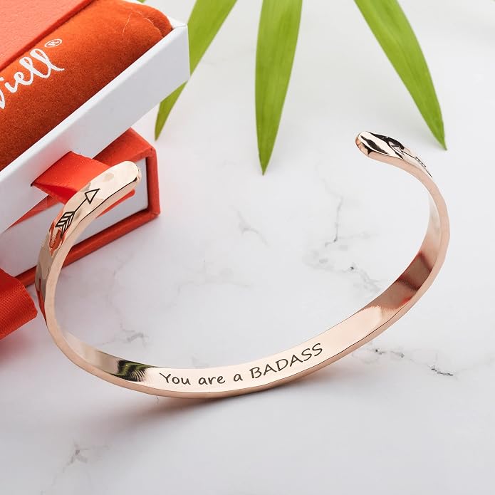 Carviell Bracelet - Gifts for Women – Inspirational, Friendship, Love, Mom, Daughter, Sister, Christian, Graduation, Memorial & Wedding Gifts – 100+ Phrases – Stainless Steel, Gift-Ready