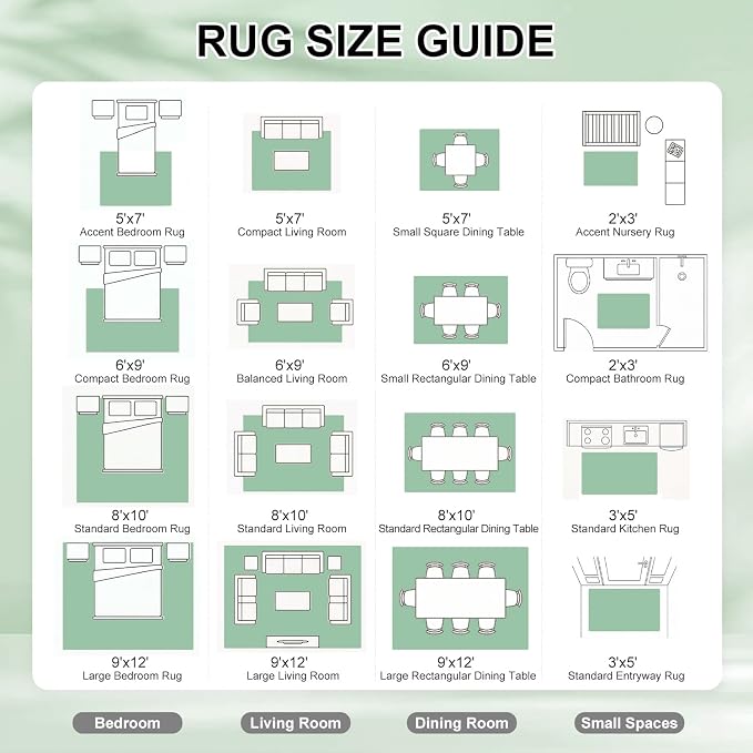 Washable Pet Friendly Extra Large Area Rug, Stain Resistant Abstract Carpet, 0.3" Low Pile, Non-Slip Pure Cotton Backing, Living Room Bedroom Dining Room, 9'x12', Sage Green