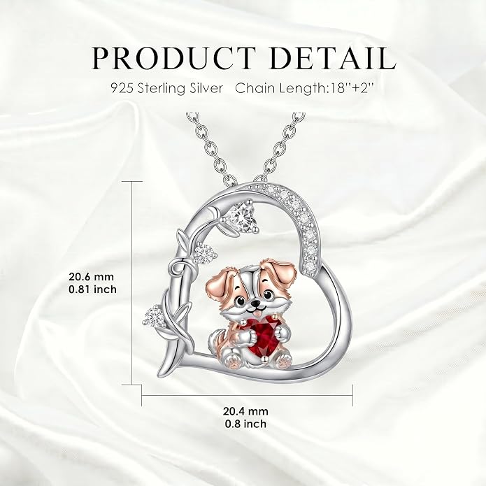 PELOVNY Teddy Bear Necklace for Women 925 Sterling Silver Bear/Highland Cow/Fox/Cat/Axolotl Birthstone Necklace Christmas Birthday Jewelry Gifts for Mom Daughter Wife Sister