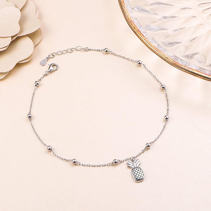 DAOCHONG Anklet for Women S925 Sterling Silver Adjustable Foot Chain Ankle Bracelet Anklets Jewelry
