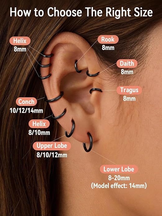 FaithHeart 925 Sterling Silver Huggie Hoop Earrings, Silver Small Hoop Earring for Women, 14K Gold/Black/Rose Gold Hypoallergenic Cartilage Earrings for Women 6/8/10/12/14/16/18/20mm