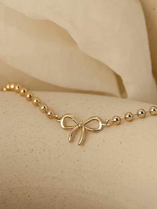 Charm Bracelet for Women Gold Trendy Non Tarnish Sideways 14K Gold Plated Simple Dainty Chain Jewelry Gift