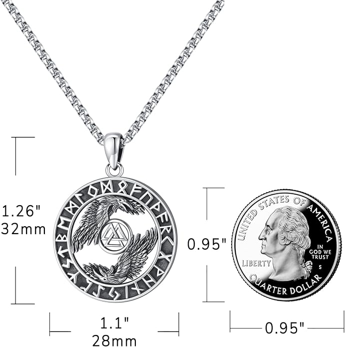 Eusense Viking Jewelry for Men Women Sterling Silver 925 Mjolnir Thors Hammer Pendant Celtic Cross Necklace Wolf Odin Raven Freya Goddess Norse Pagan Compass Vegvisir Yggdrasil Nordic Viking Necklaces Gifts