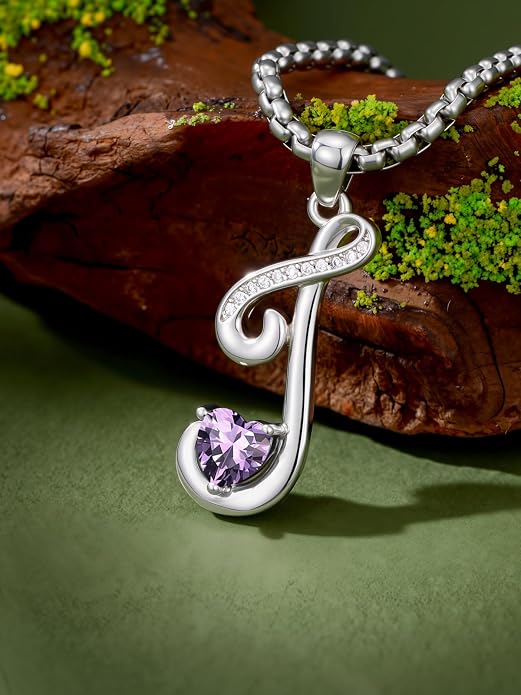 Birthday Gifts for Women Alphabet A to Z Initial Birthstone Pendant Necklaces for Women - 18k White Gold Plated Personalized Name Jewelry Anniversary Graduation Gifts for Wife Her Daughter Girlfriend(with Gift Box)