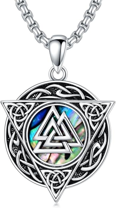 Viking Necklace for Men S925 Sterling Silver Odin/Troll Cross/Compass/Raven/Valknut/Axe Rune Amulet Necklace Norse Jewelry for Christmas Birthday