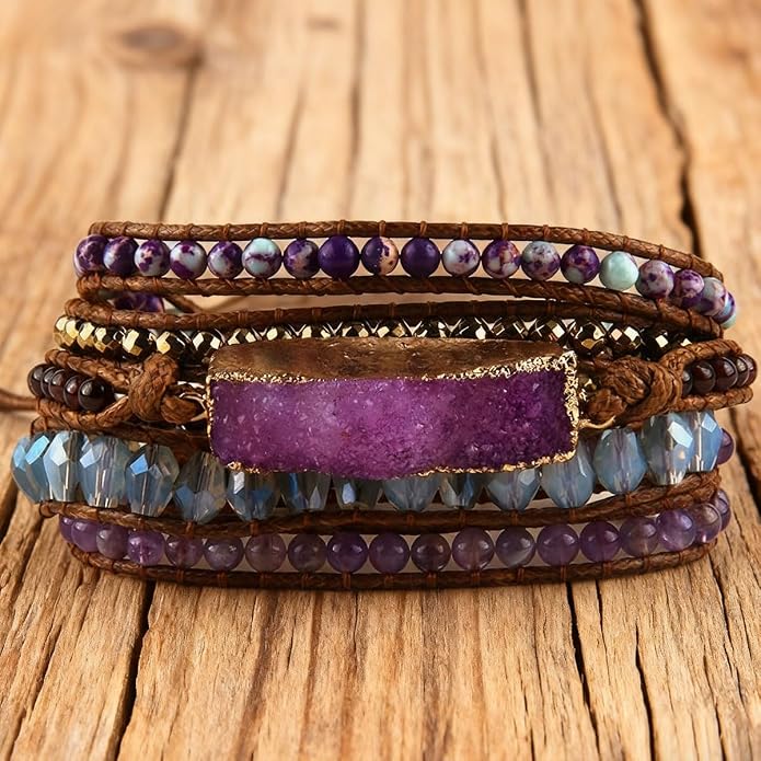 Women Wrap Bracelets Boho Natural Stone Jasper Turquoises Strand Bracelet Jewelry Collection