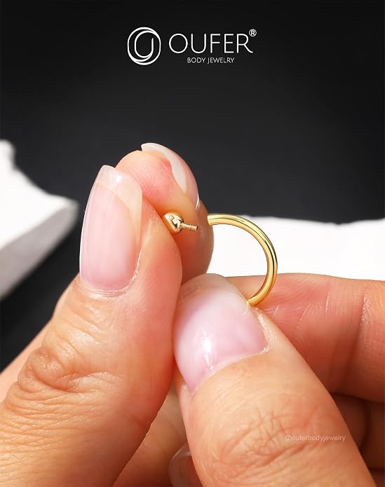 OUFER 14K Solid Gold Clea CZ Replacement Ball Externally Threaded for Belly Button Rings