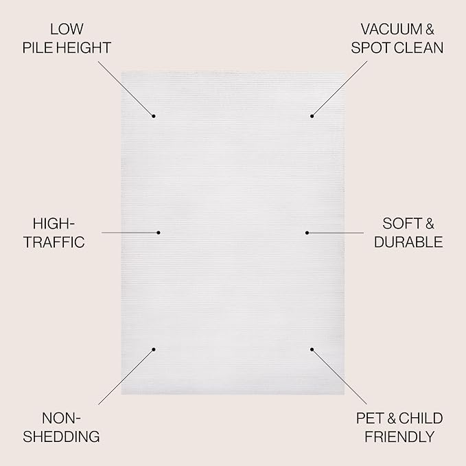 JONATHAN Y Cole Pinstripe High-Low White/Silver Indoor Area Rug, 5x8, Modern, Minimalist, Easy-Cleaning for Living Room, Bedroom, Kitchen, Pet Friendly, Non-Shedding (CAR101C-5)