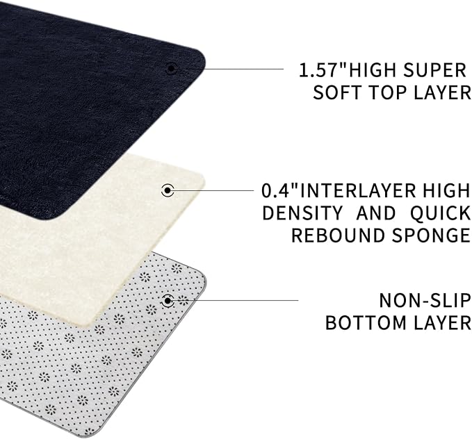 Sour Lemon 8x10 Area Rugs for Bedroom Living Room, Large Fluffy Shag Nayy | Shaggy Carpet, Soft Plush Furry Bedside Rugs, Anti Slip,Washable Area Modern Rugs Floor Mat for Kids Girls Boys Living Room