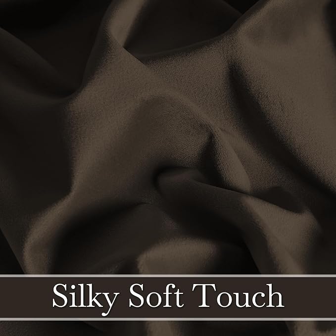 RYB HOME Brown Velvet Curtains 84 inches, Back Tab Soft Fabric Blackout Heat Blocking Luxurious Home Decor Curtains for Living Room Bedroom, W 52" x L 84", 2 Panels Set