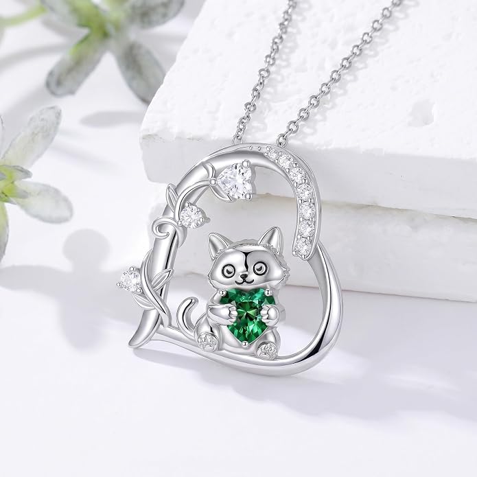 PELOVNY Teddy Bear Necklace for Women 925 Sterling Silver Bear/Highland Cow/Fox/Cat/Axolotl Birthstone Necklace Christmas Birthday Jewelry Gifts for Mom Daughter Wife Sister