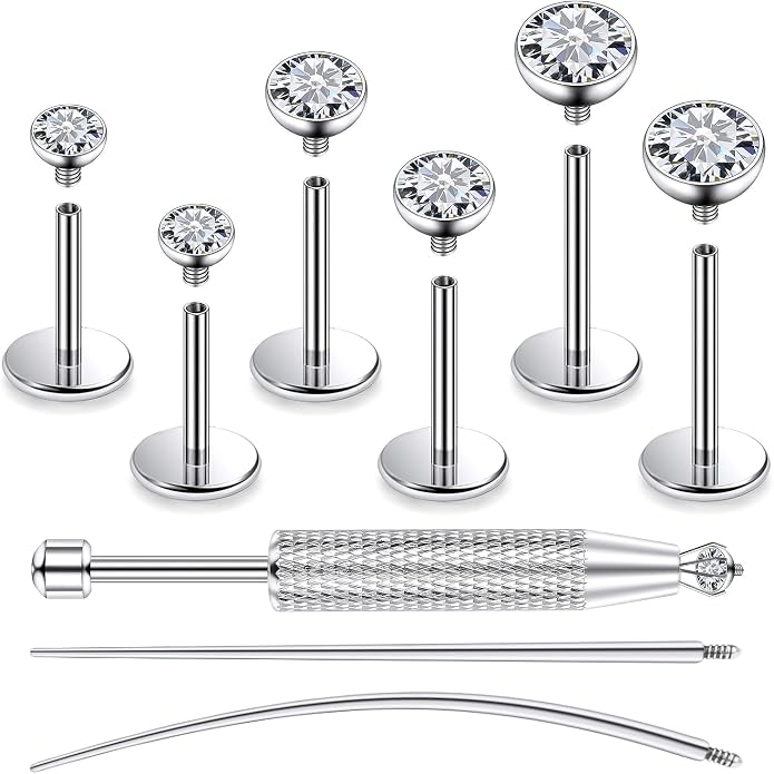 Jenxnjsjo F136 Titanium 20/18/16g Earrings Nose Lip Rings Studs Labret Medusa Tragus Helix Conch Cartilage Piercing Jewelry for Women