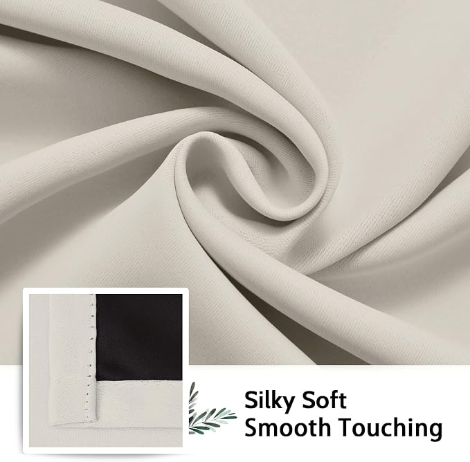 SimpleHome Cream 100% Blackout Curtains Room Darkening Living Room 54 Inch | Curtains for Bedroom,Thermal Insulated Grommet Window Drapes,Curtains for Living Room with Black Back,42 x 54 Inch,2 Panels