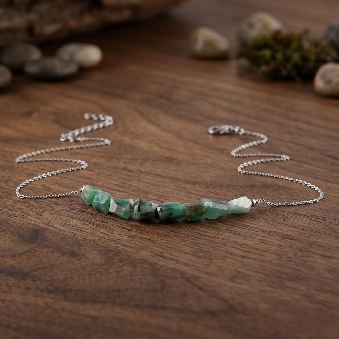 Natural Gemstone Dainty Pendant Necklace for Women Handmade Crystal Jewelry 925 Sterling Silver 18 Inch Chain Healing Chakra Christmas Birthday Gift for Her