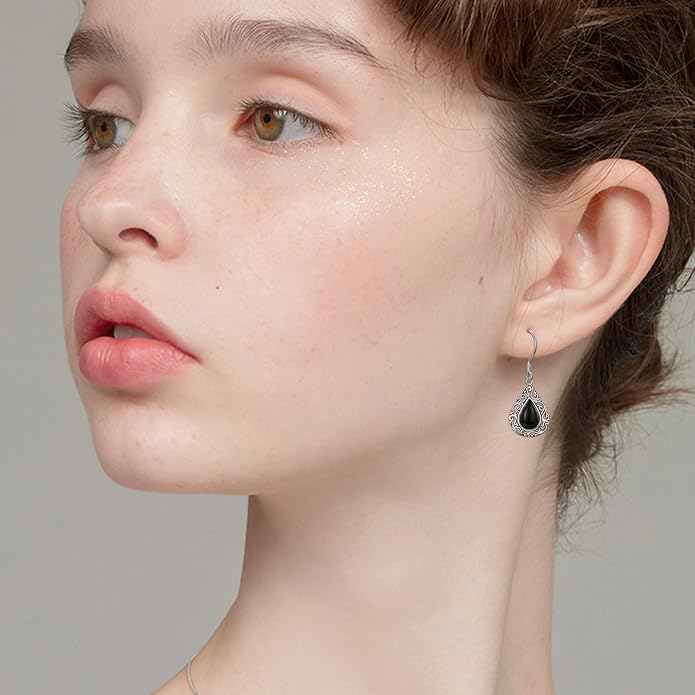 Silver Earrings for Women Sterling Silver Filigree Earrings Teardrop Dangle Drop Filigree Jewelry Gift for Women Mother Mom
