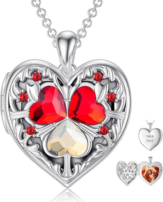 Dorunmo Personalized Locket Necklace 925 Sterling Silver that Holds Pictures Butterfly Birthstone Photo Heart Locket Custom Jewelry Congratulations New Beginnings New Job Gifts for Women