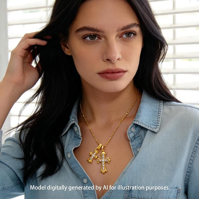 14K Gold Plated Paper Clip Chain Link Necklace Satellite Cross Key Starfish Turquoise Heart Necklace for Women