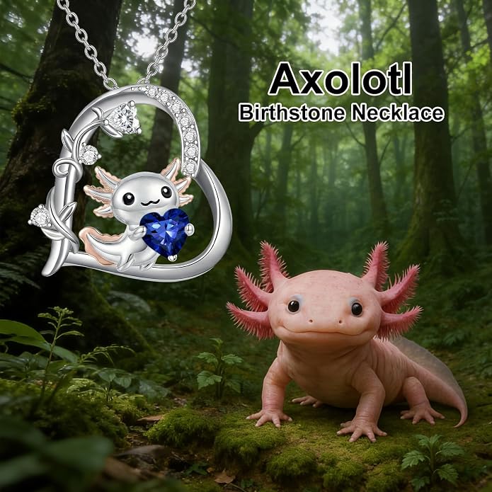 PELOVNY Teddy Bear Necklace for Women 925 Sterling Silver Bear/Highland Cow/Fox/Cat/Axolotl Birthstone Necklace Christmas Birthday Jewelry Gifts for Mom Daughter Wife Sister