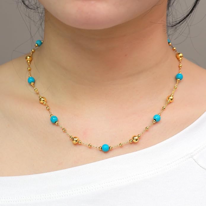 14K Gold Plated Paper Clip Chain Link Necklace Satellite Cross Key Starfish Turquoise Heart Necklace for Women