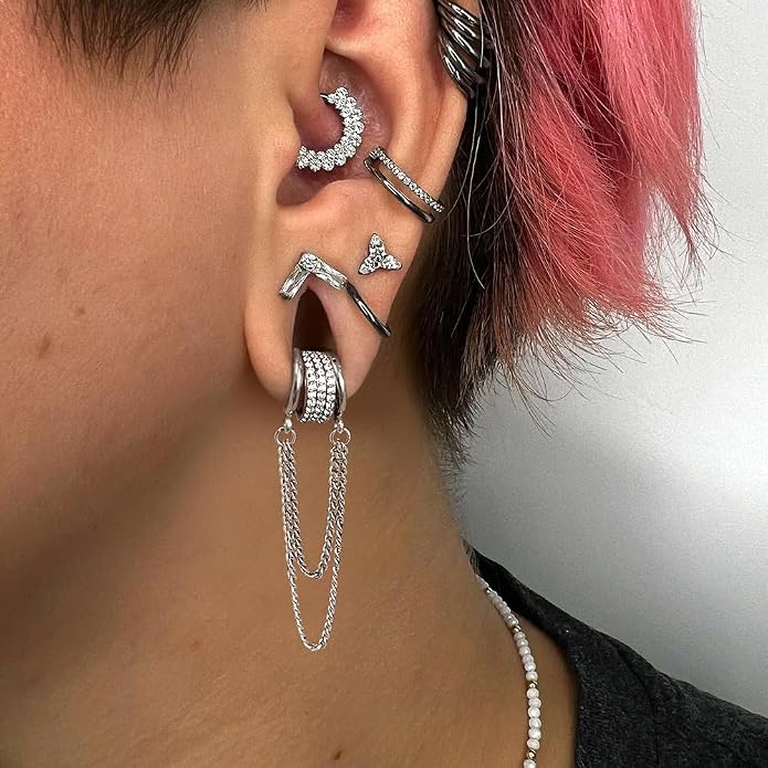 Casvort 14G Seamless Septum Piercing Rings Segment Tragus Hoop Rings 316 Surgical Stainless Steel Helix Ring Stacks for Stretched Ear Lobe Clickers Ear Hangers Body Jewelry