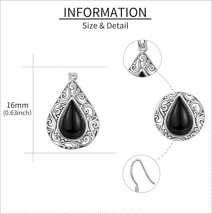 Silver Earrings for Women Sterling Silver Filigree Earrings Teardrop Dangle Drop Filigree Jewelry Gift for Women Mother Mom