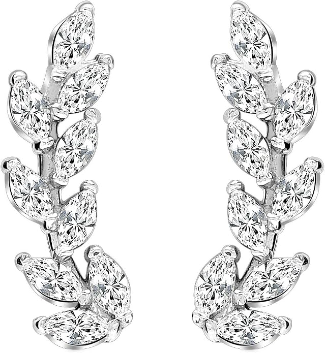 LeCalla 925 Sterling Silver Drop Ear Cuffs Earrings | Lightweight Threader Wire Shaped Teardrop Dangle Earring for Women | Hypoallergenic Piercing Gifts for Her