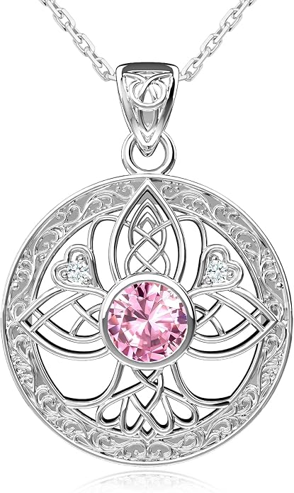 Birthstone Tree of Life Necklace for Women: 925 Sterling Silver Celtic Knot Pendant, Family Jewelry Gift for Mom Daughter Birthday Mother’s Day