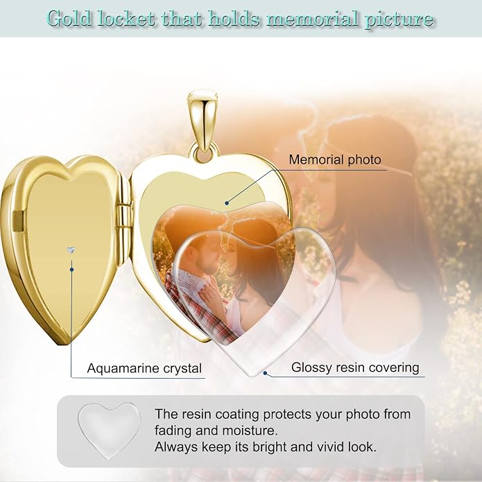 SOULMEET Personalized Silver Locket Necklace That Holds Pictures Photo Keep Someone Near to You, Memorial Custom Lockets Necklaces Letters Engraving for His Her