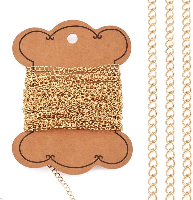 EEE ELECRELIVE 16.4 Feet 14K Gold Filled Curb Chain Soldered Brass Thin Cable Chain Permanent Jewelry for Women Minimalist Necklace Bracelet Making