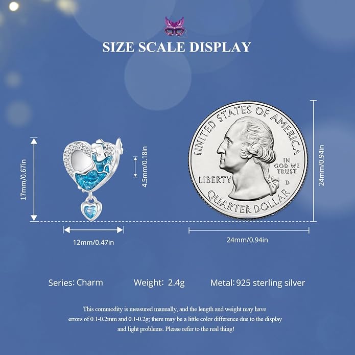NINGAN 925 Sterling Silver Charm Golden Love Charm Buckle Safety Chain Travel Bead Firefly Dragonfly Pendant, Suitable for Women Bracelet and Necklace as Gift from Mom and Friends