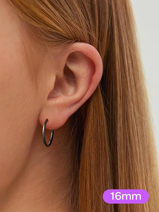 ChicSilver Sterling Silver Hoop Earrings for Women Hypoallergenic 925 Sterling Silver Huggie Earrings for Women Dainty Earring (8/10/12/14/16/18/20MM)