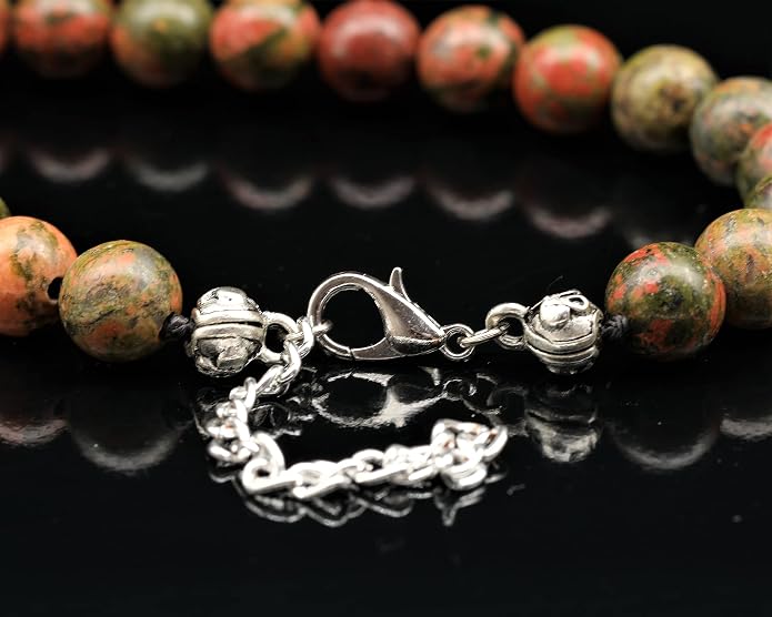 Natural Gemstone Beaded Choker Necklace | 8mm Handmade Adjustable Jewelry for Men & Women | Chakra Balancing Crystal Necklace | Spiritual Gift | Macrame Cord with Extender