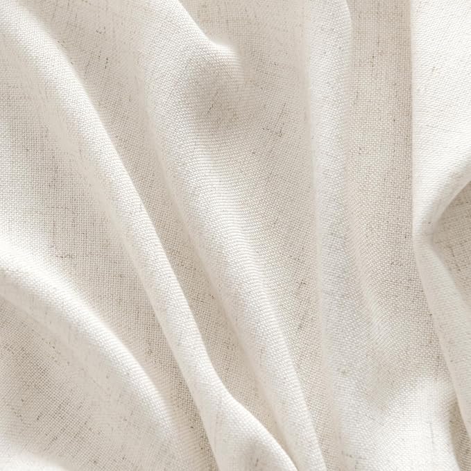 MIULEE Non-See-Through Privacy Linen Curtains 52Wx102L Inch Natural White | 2 Panels, Light Filtering, Semi Sheer Window Curtains, Farmhouse Textured, Back Tab Drapes for Bedroom Living Room