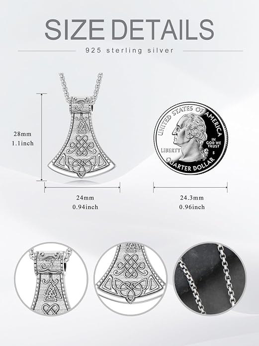 Norse Viking Thor Hammer Necklace 925 Sterling Silver Nordic Mjolnir Necklace Viking Talisman Jewelry Gift for Men
